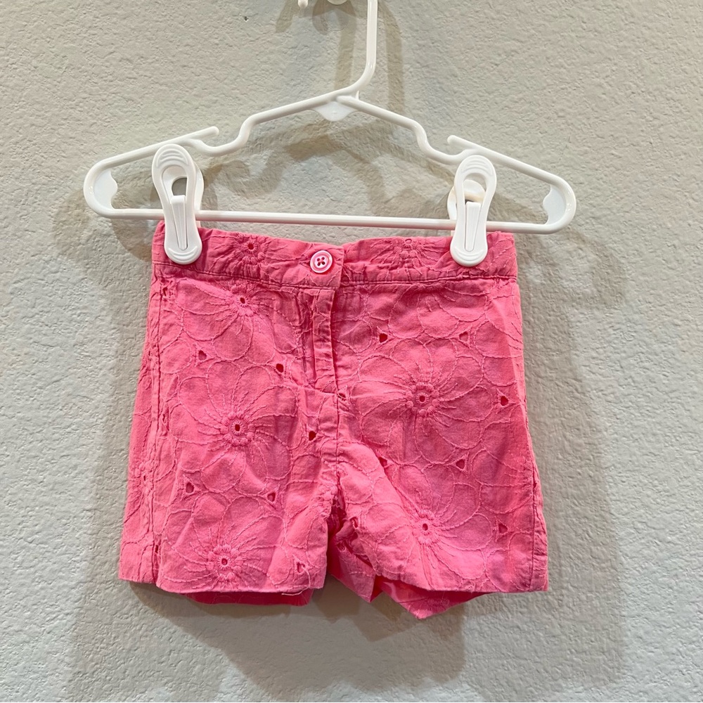 Janie and Jack - 18-24m Pink Floral Eyelet Shorts